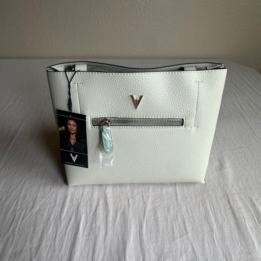 Vanessa Williams Bone Mint Pebble Grain Tote Bag VW-30-BONMNT NWT - Picture 4 of 13